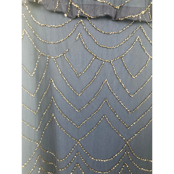Adrianna Papell Short Sleeve Beaded Blouson Gown in Navy - Picture 11 of 16